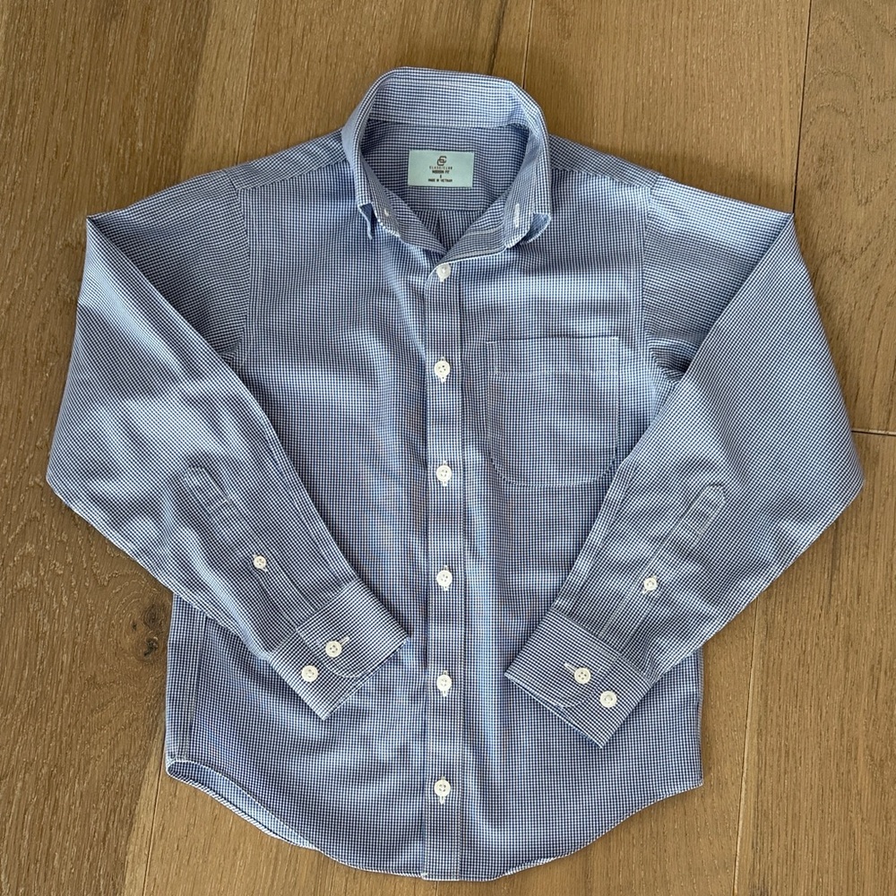 Class Club Boys Blue Checkered Modern Fit Button Down Shirt